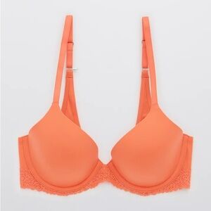 Aerie Real Sunnie Full Coverage Lightly Lined Blossom Lace Coral Bra